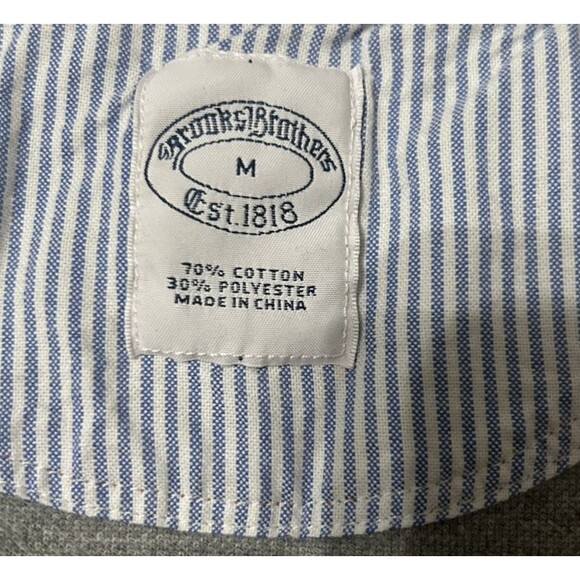 Brooks Brother Mens 1/4 Zip Sweatshirt Salmon Knit Mock Neck Cotton Blend M - Picture 6 of 6